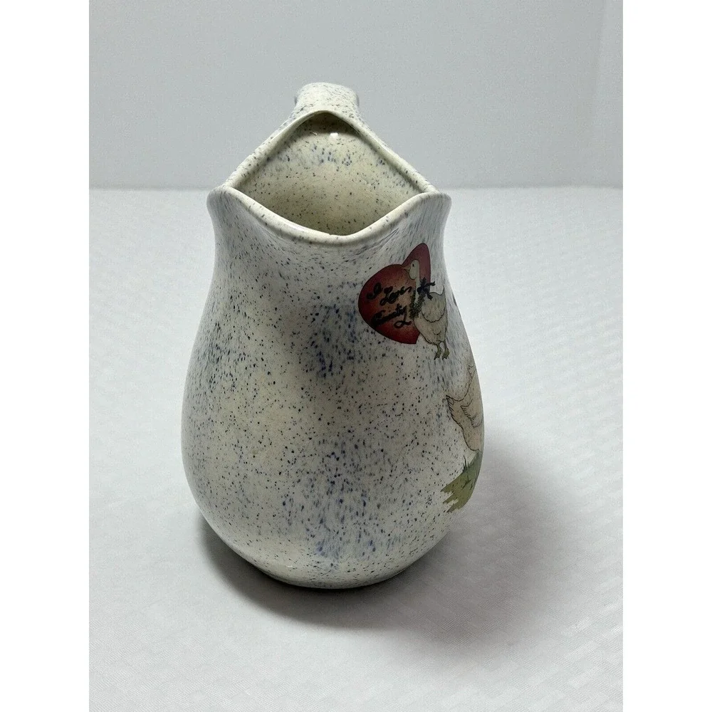 Vintage I love Country Geese speckled Blue‎ Pitcher